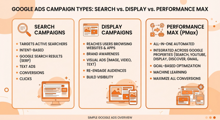 Google Ads Search vs Display vs Performance Max