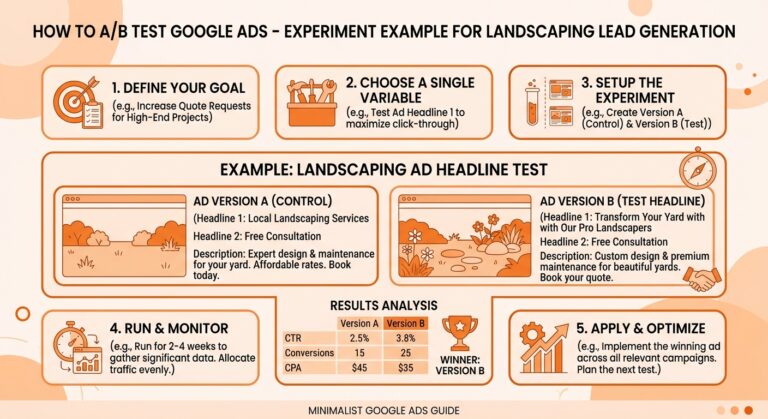 How to AB Test Google Ads - GlowStar Digital Experiment Example for Landscaping Lead Generation